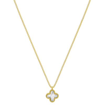 Mother-of-pearl Black 2in1 Unique Leaf 18K gold-plated