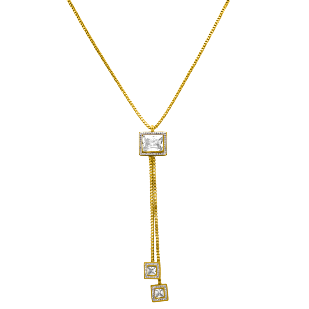 Square Dangle Mirror Chain 18K Gold Plated