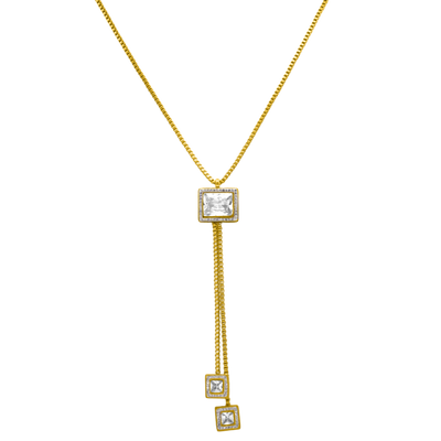 Square Dangle Mirror Chain 18K Gold Plated