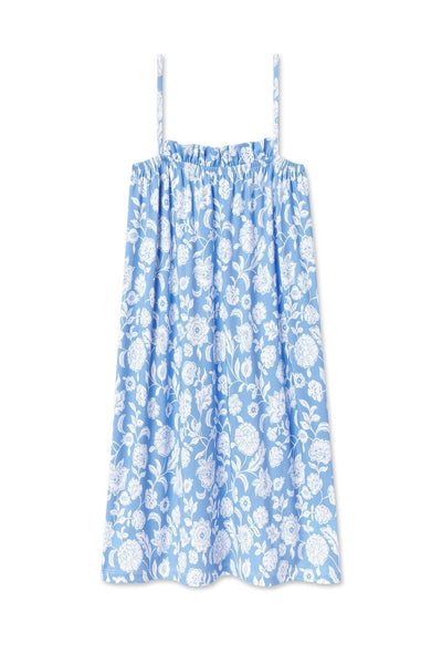 Nana - Pima nightgown with ruffles in "Baltic Bouquet".