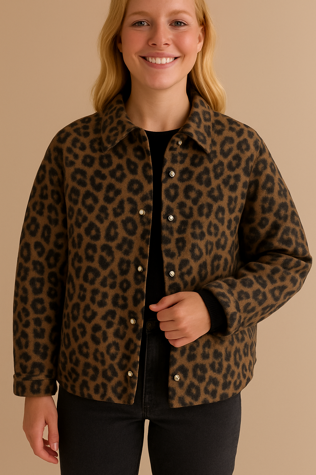 Women's jacket with leopard print - Leandra