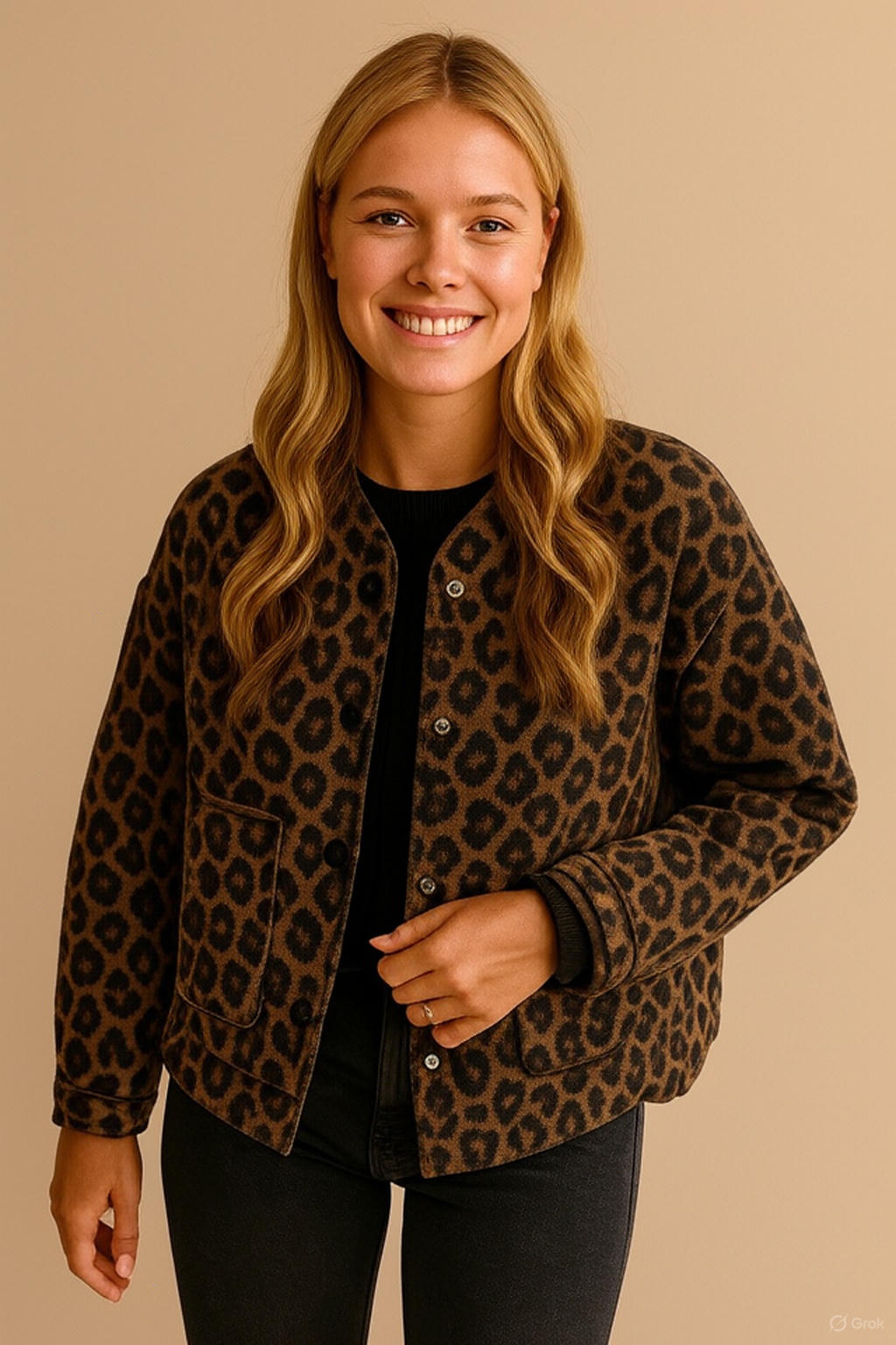 Women's jacket with leopard print - Leandra