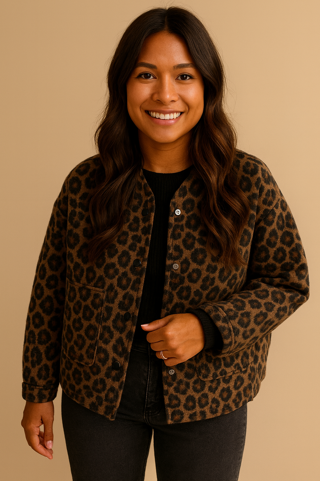 Women's jacket with leopard print - Leandra