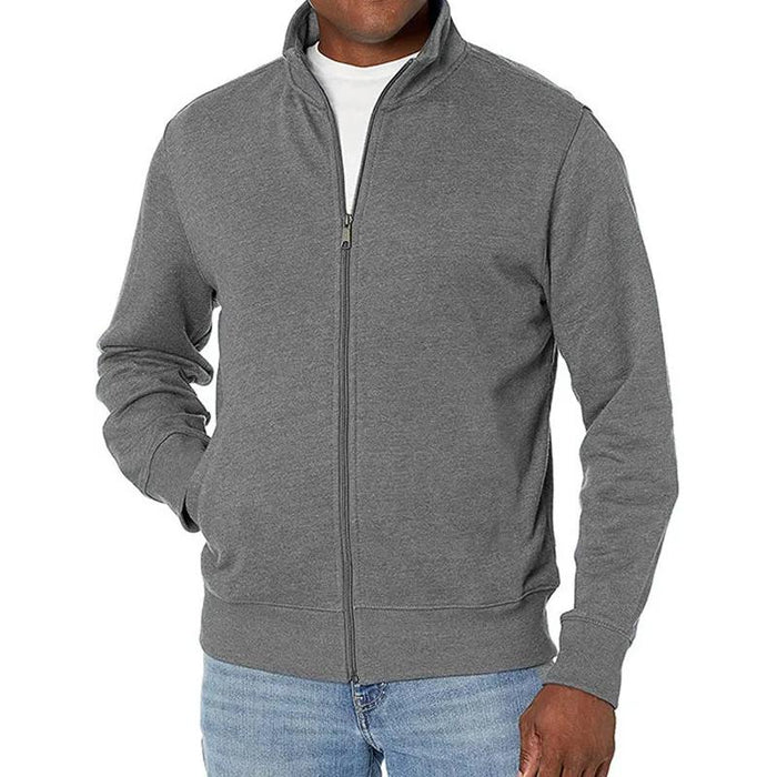 Men's sporty zip-up sweatshirt with stand-up collar