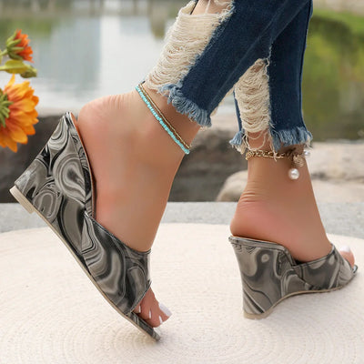 Abstract Leather Wedge - Mitzi