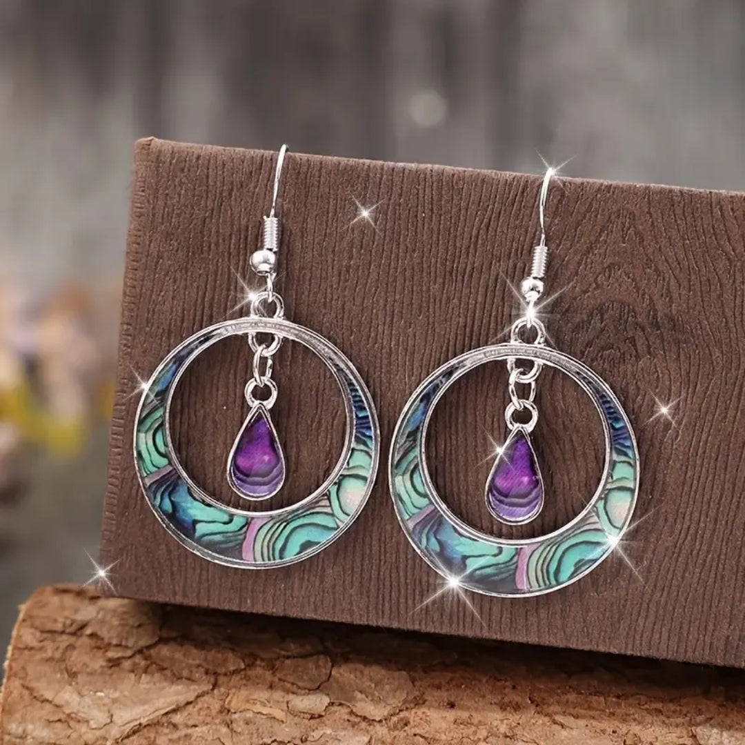 Purple Drop Chromatic Hoop Earrings - Vela