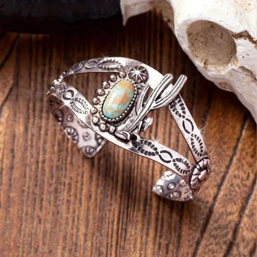 Opal Oval Stone & Kactus Bracelet - Kari