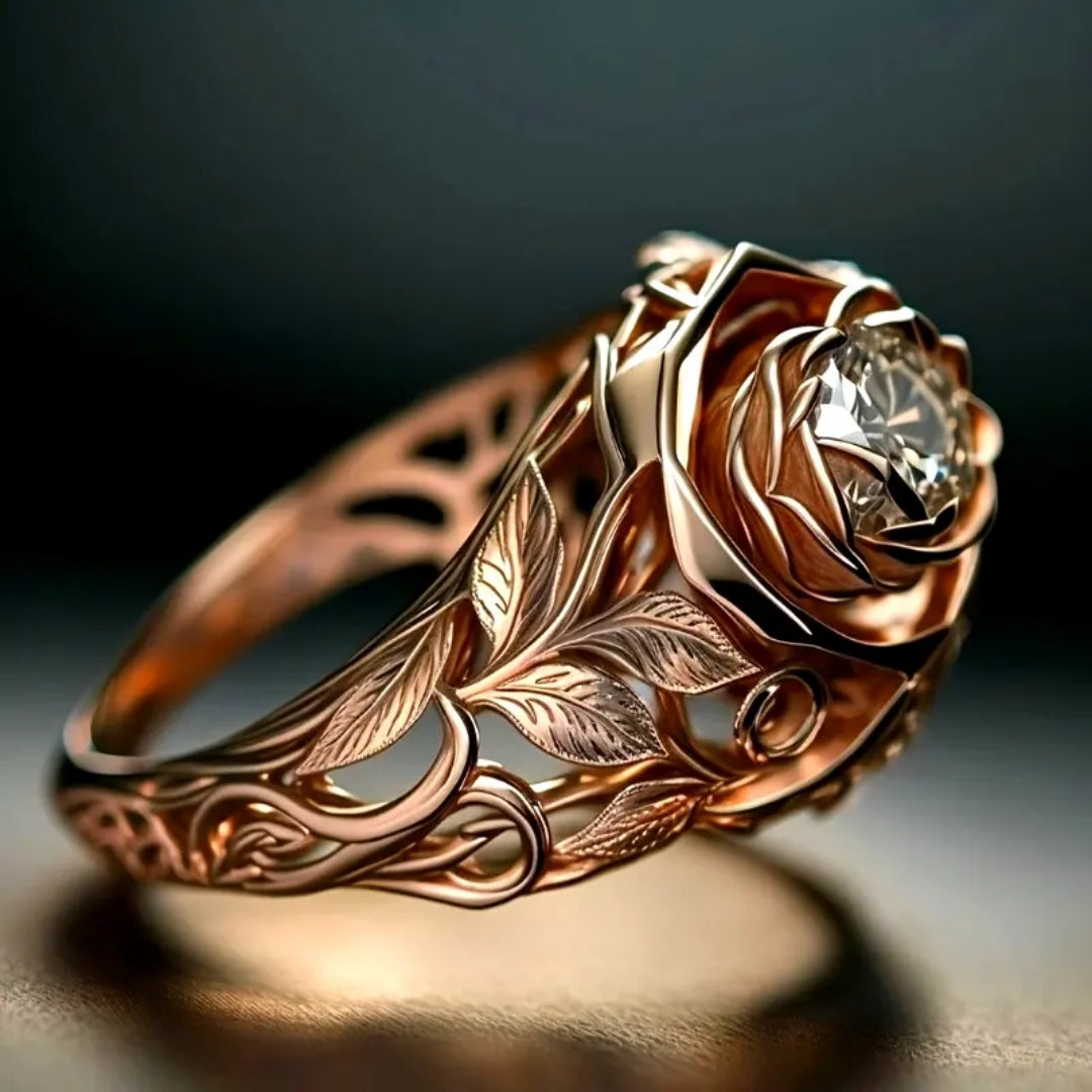 Rose Zirconia Hollow Ring - Lana
