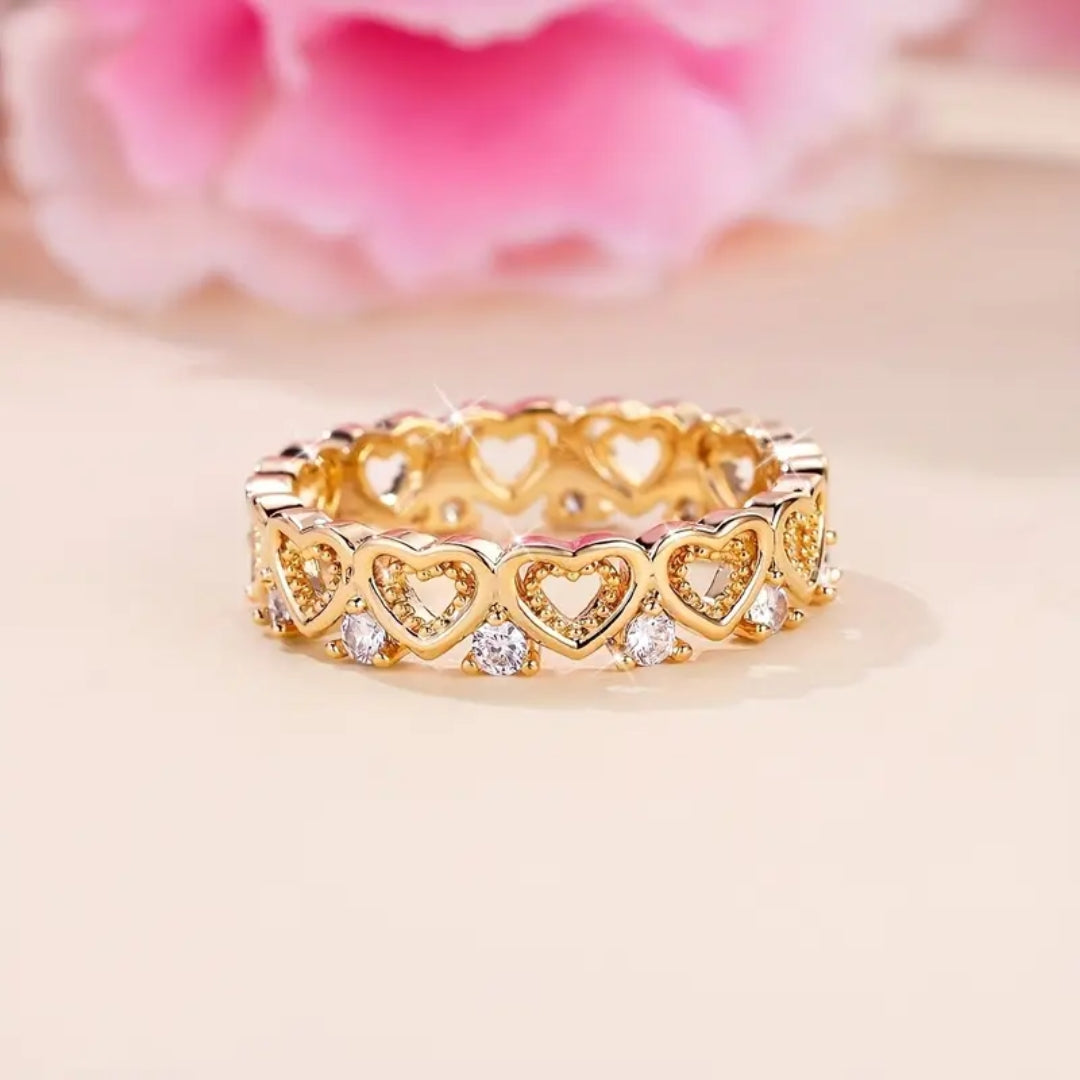 Gold Zirconia Trail Heart Ring - Kora