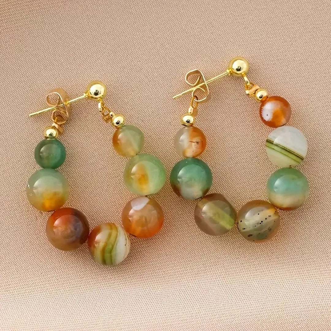 Colorful Stone Hoop Earrings - Esme