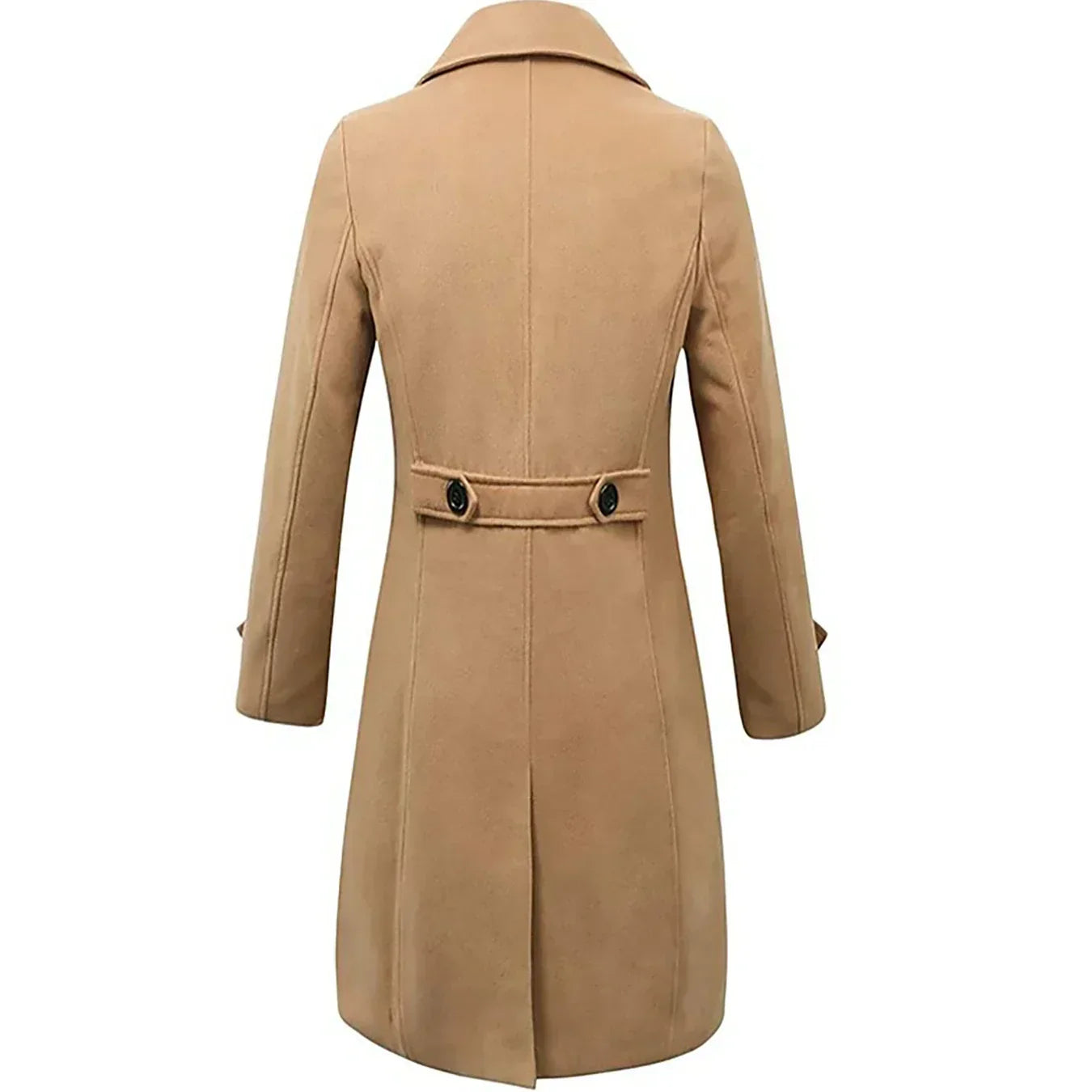 Men’s Camel Double-Breasted Wool-Blend Overcoat – Adrian