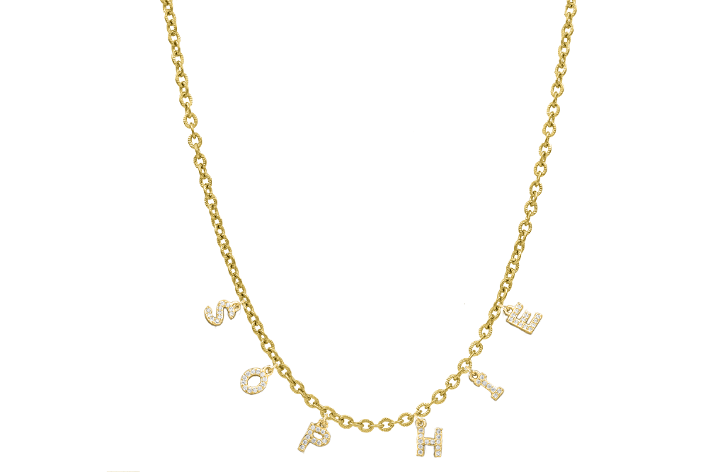 Elegant Mini Diamond Name Necklace 14K Gold Plated