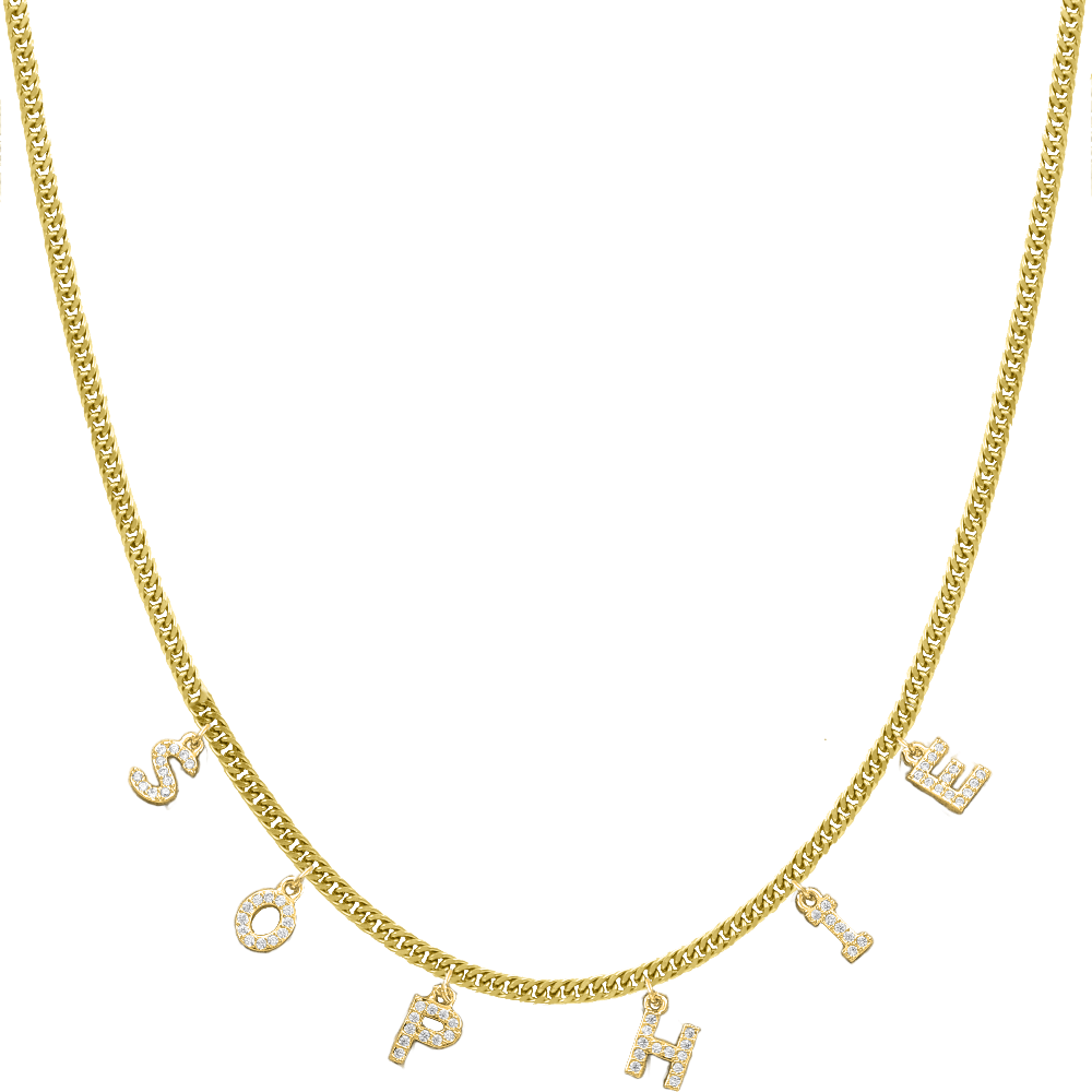Basic Diamond Name Necklace 14K Gold-plated