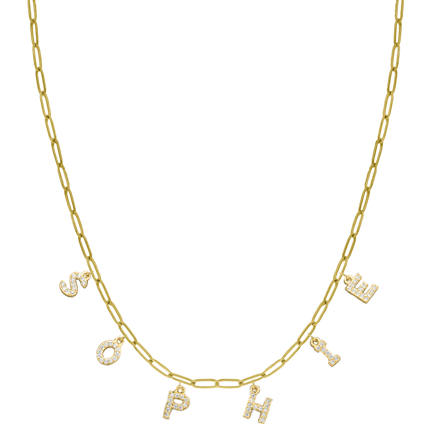 Mini Grace Diamond Name Necklace 14K Gold Plated