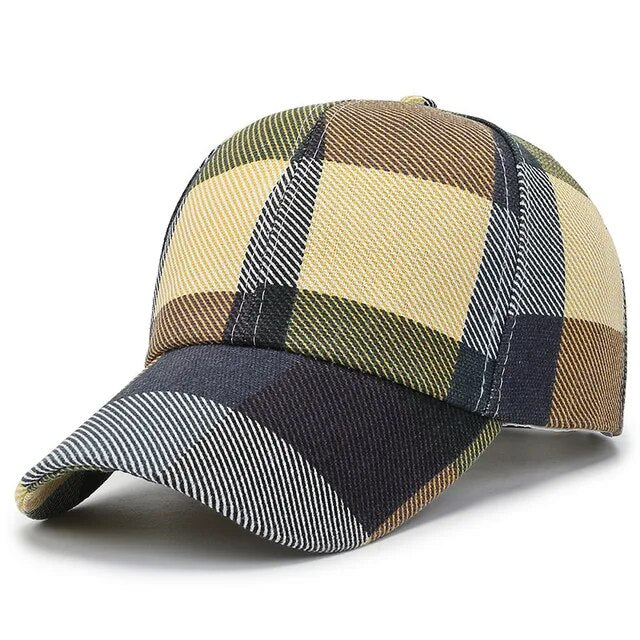 Unisex baseball cap with chequered print