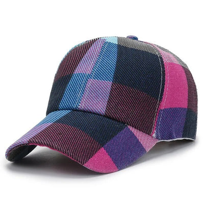 Unisex baseball cap with chequered print