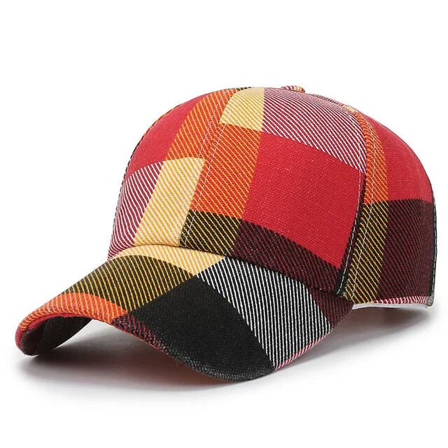 Unisex baseball cap with chequered print