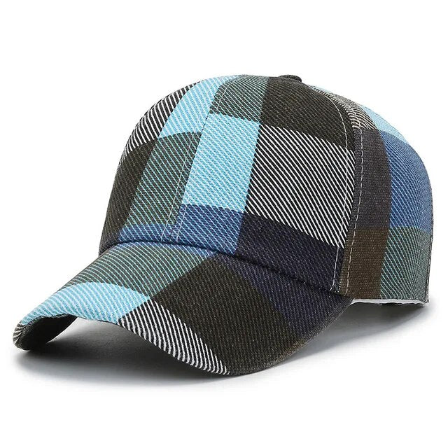 Unisex baseball cap with chequered print