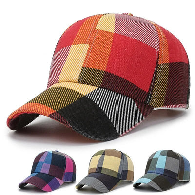 Unisex baseball cap with chequered print