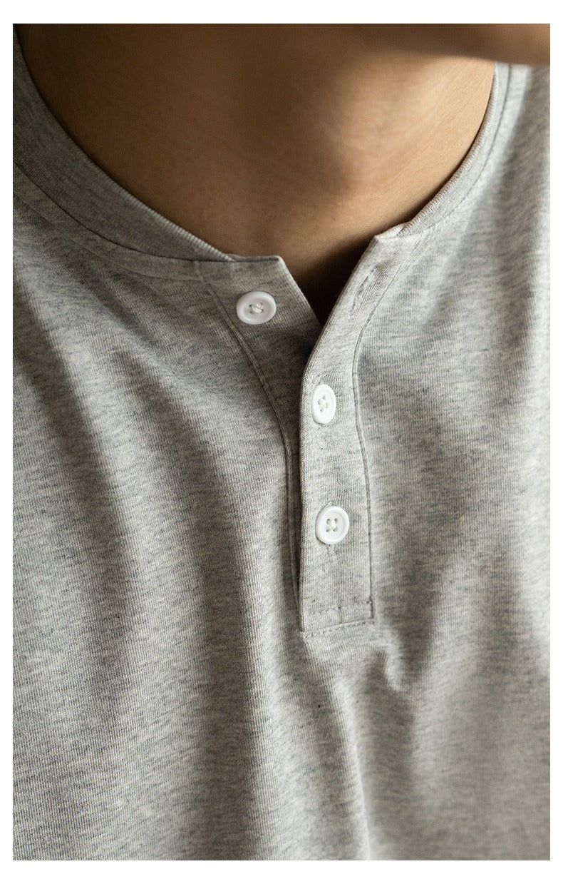 Men's casual style cotton mao collar T-shirt - Damien