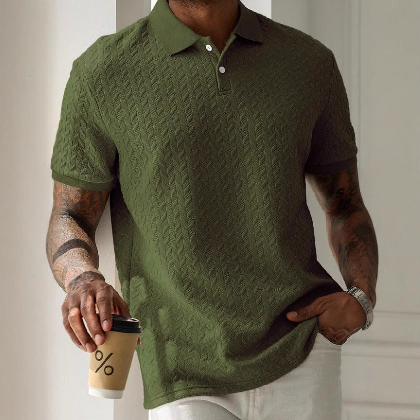 Men's cream geometric textured polo shirt - Edgar