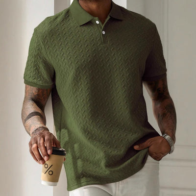 Men's cream geometric textured polo shirt - Edgar