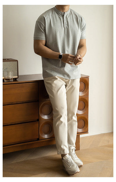 Men's casual style cotton mao collar T-shirt - Damien