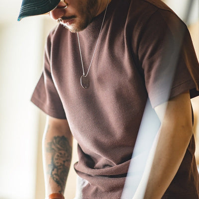 Men's short sleeve white waffle texture T-shirt - Brando