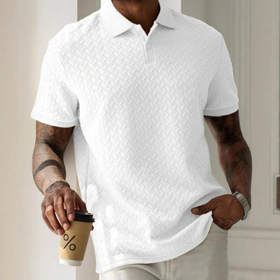 Men's cream geometric textured polo shirt - Edgar