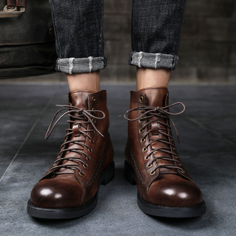 Men's vintage leather boots - Pierre