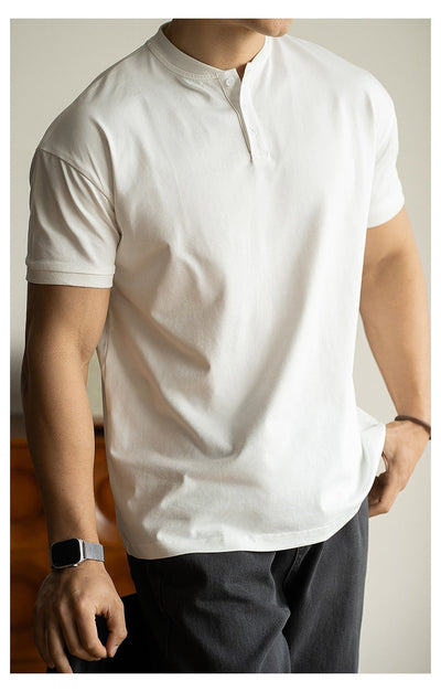 Men's casual style cotton mao collar T-shirt - Damien