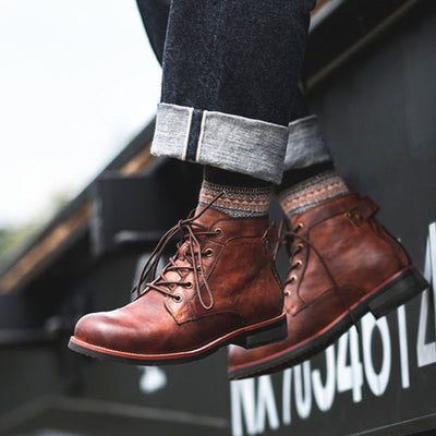 Men's vintage style leather boots - Xavi
