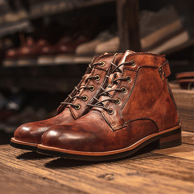 Men's vintage style leather boots - Xavi