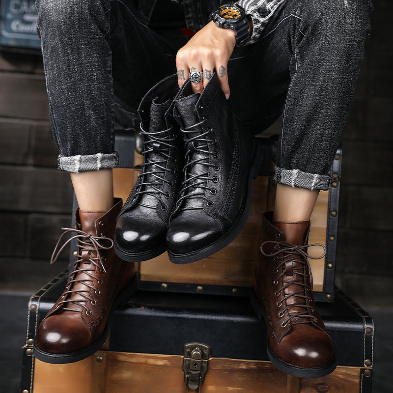 Men's vintage leather boots - Pierre
