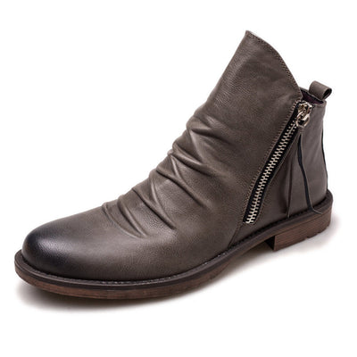 Men's leather ankle boots with side zipper - Alex