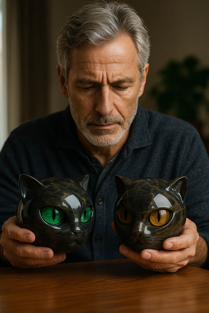 Elina's Eye – Mystical Feline Sculpture in Polished Marble