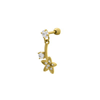 Dangling Stone Star Ear Piercing 14K Gold Plated