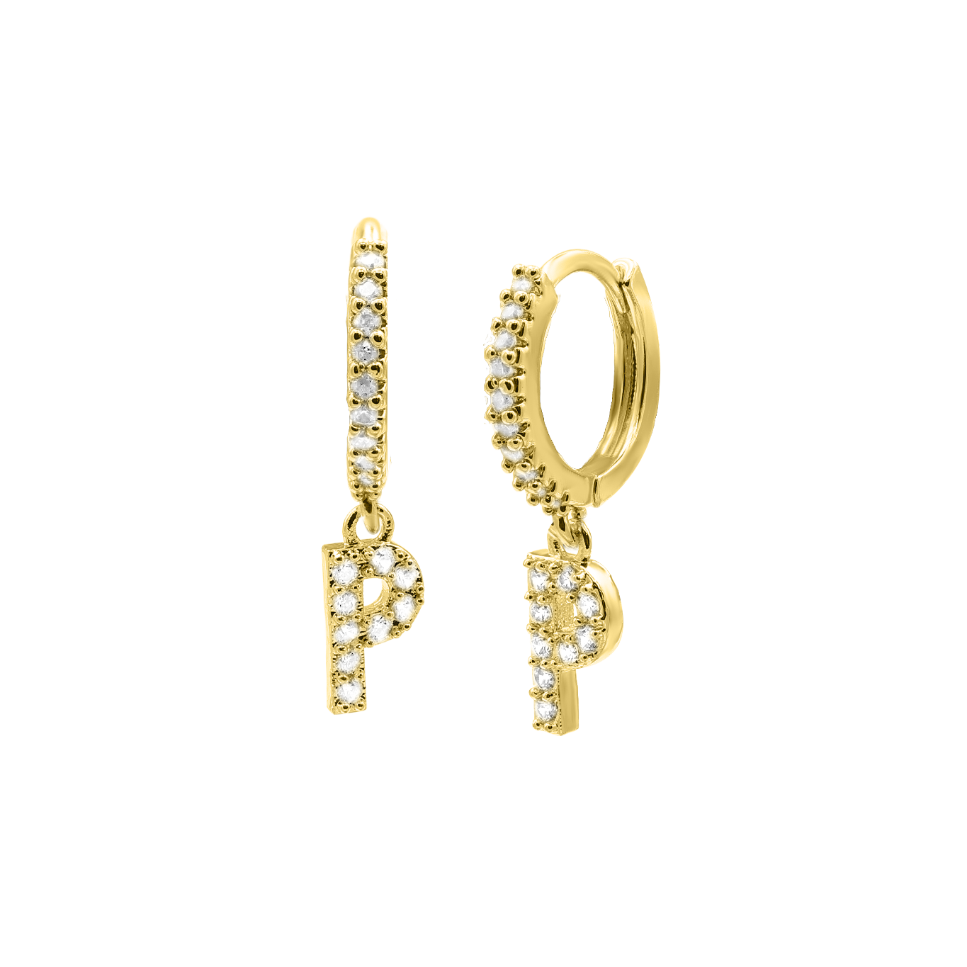 Shiny Letter earrings 18K gold-plated