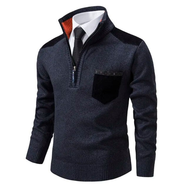 Men's half-zip knit sweater - Lennart