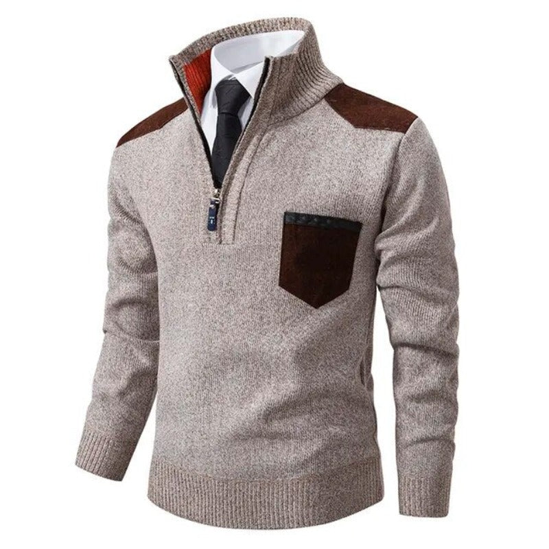 Men's half-zip knit sweater - Lennart