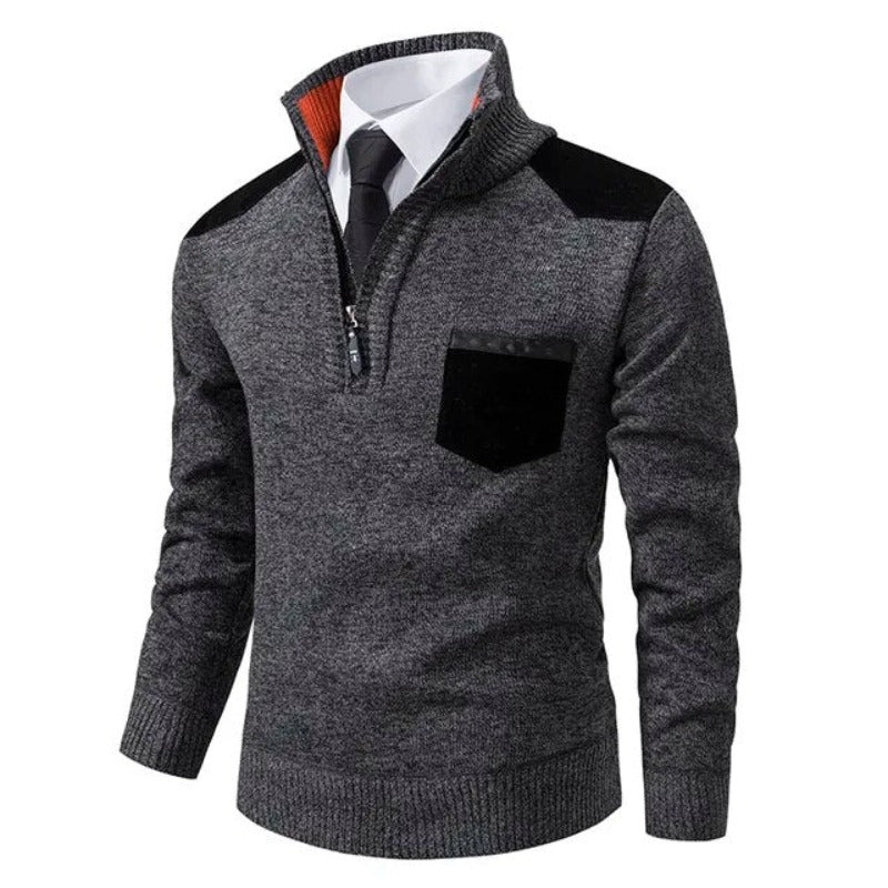 Men's half-zip knit sweater - Lennart