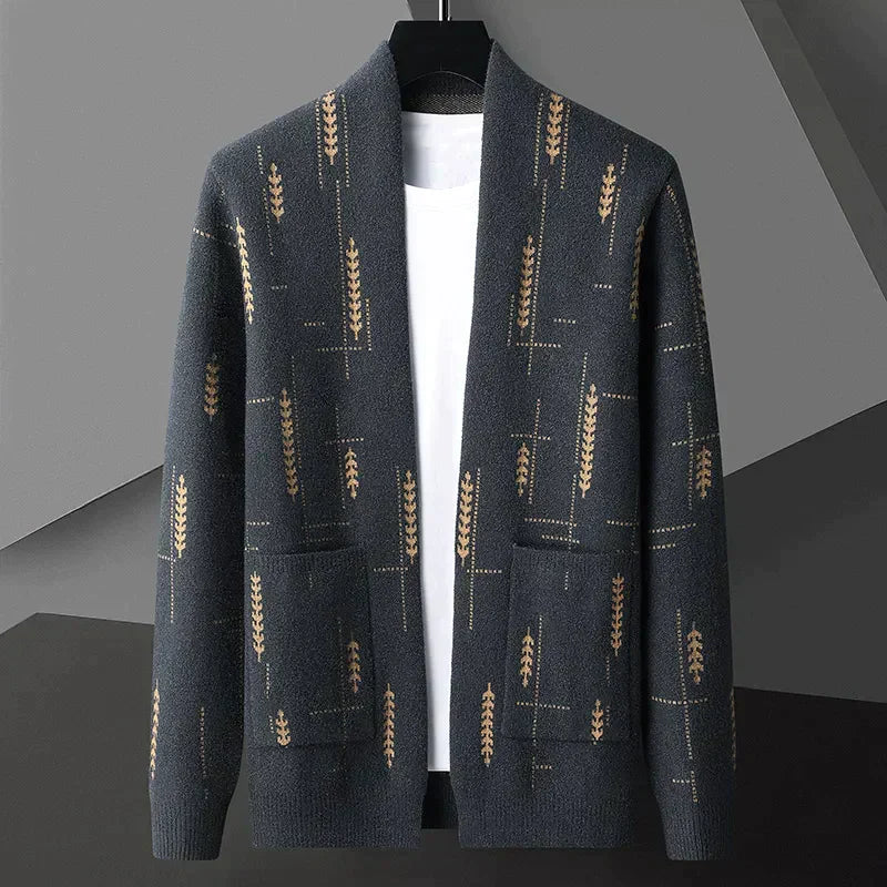 Men's Knit Cardigan - Embroidered Pattern - Reid