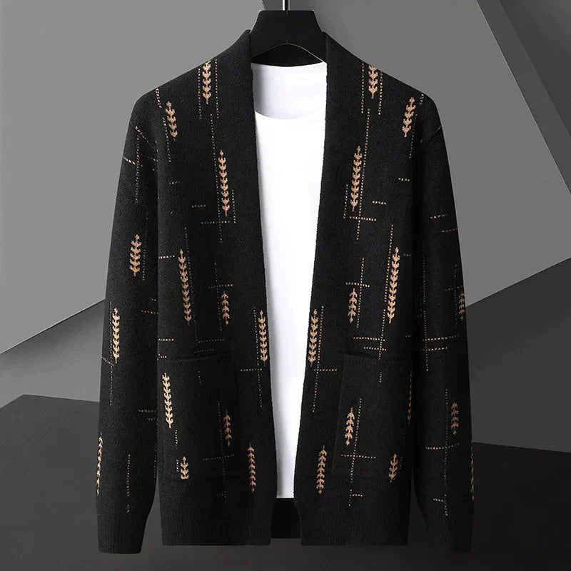 Men's Knit Cardigan - Embroidered Pattern - Reid