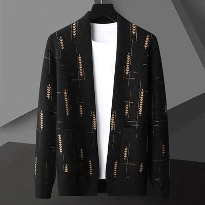 Men's Knit Cardigan - Embroidered Pattern - Reid