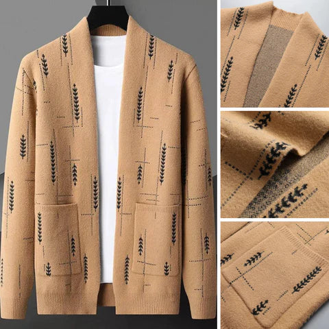 Men's Knit Cardigan - Embroidered Pattern - Reid