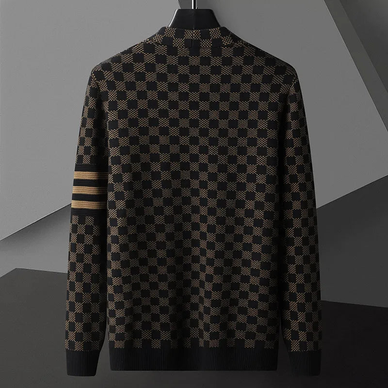 Men's Open Front Checkered Cardigan - Royce