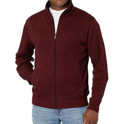 Men's sporty zip-up sweatshirt with stand-up collar