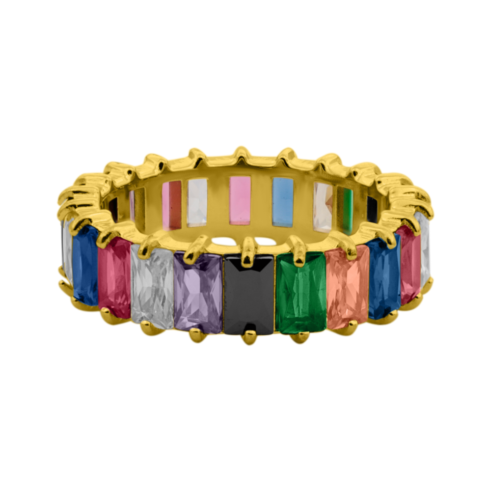 Prestige baguette ring 14K gold-plated