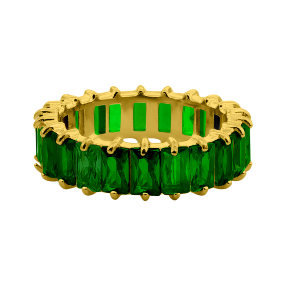 Prestige baguette ring 14K gold-plated