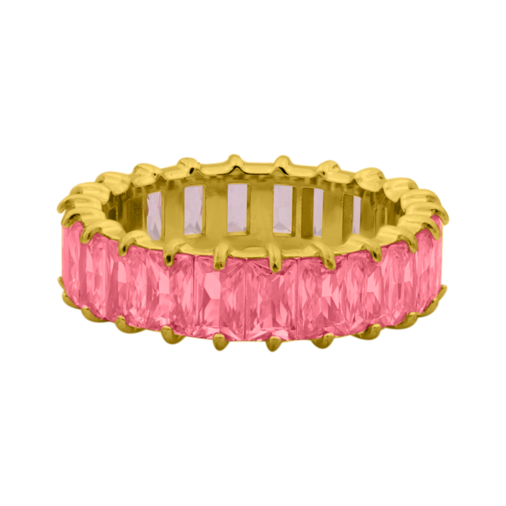 Prestige baguette ring 14K gold-plated